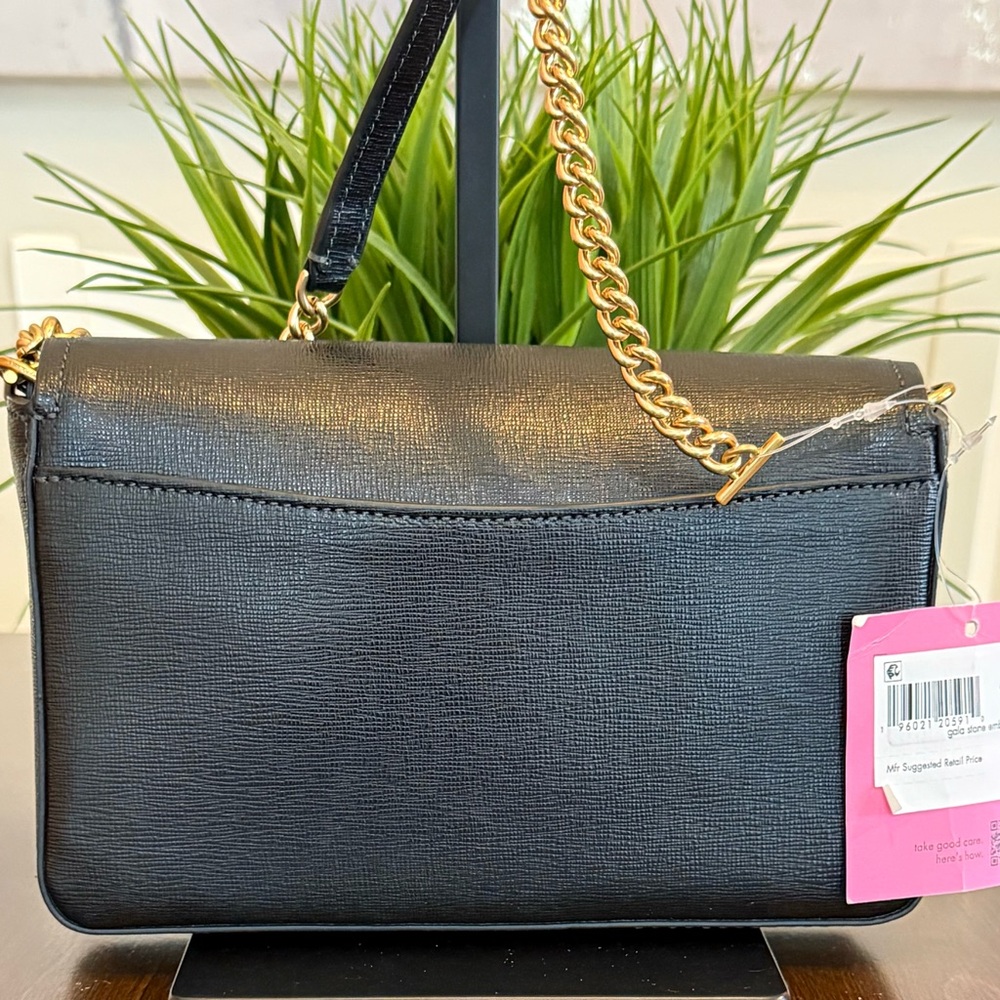 Kate Spade Gala Stone Embellished Saffiano Leather Flap Chain Crossbody Wallet - Picture 3 of 9